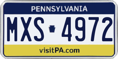 PA license plate MXS4972