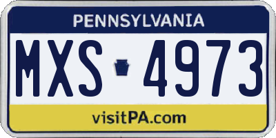 PA license plate MXS4973