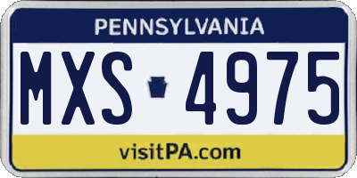 PA license plate MXS4975