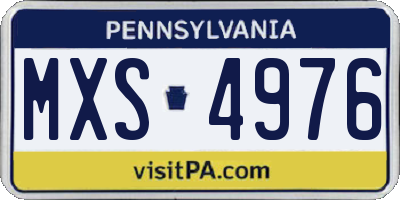 PA license plate MXS4976