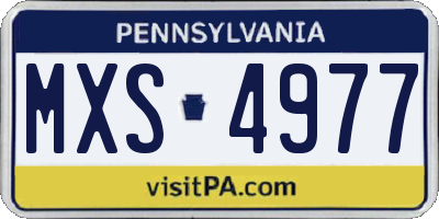 PA license plate MXS4977