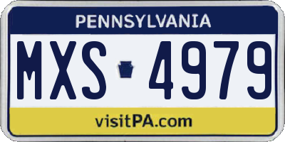 PA license plate MXS4979