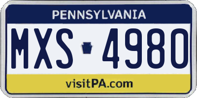 PA license plate MXS4980