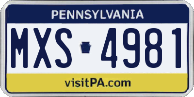 PA license plate MXS4981