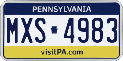 PA license plate MXS4983