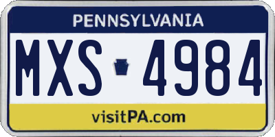 PA license plate MXS4984