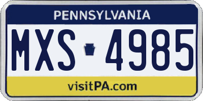 PA license plate MXS4985