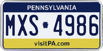 PA license plate MXS4986