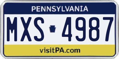 PA license plate MXS4987