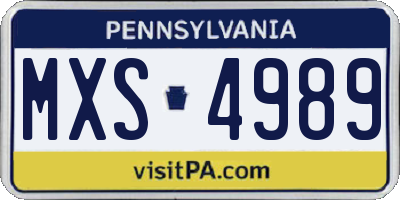 PA license plate MXS4989