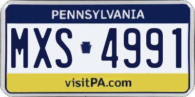 PA license plate MXS4991