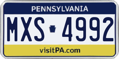 PA license plate MXS4992