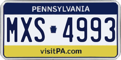 PA license plate MXS4993