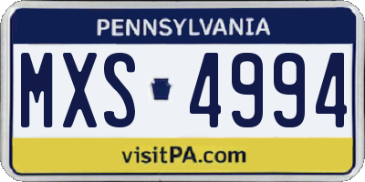 PA license plate MXS4994