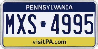 PA license plate MXS4995