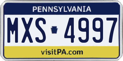 PA license plate MXS4997
