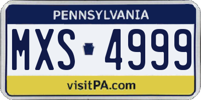 PA license plate MXS4999