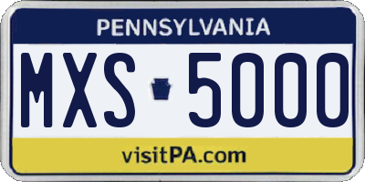 PA license plate MXS5000