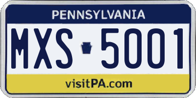 PA license plate MXS5001