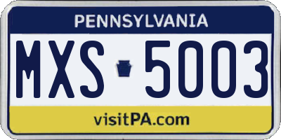 PA license plate MXS5003