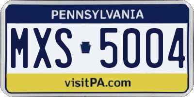 PA license plate MXS5004