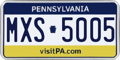 PA license plate MXS5005