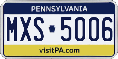 PA license plate MXS5006