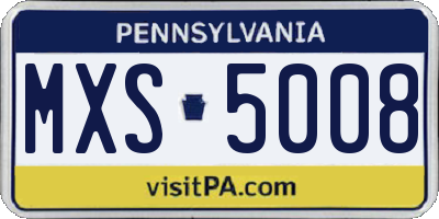 PA license plate MXS5008