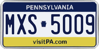 PA license plate MXS5009
