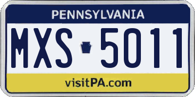 PA license plate MXS5011