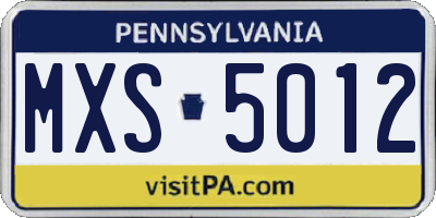 PA license plate MXS5012