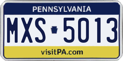 PA license plate MXS5013