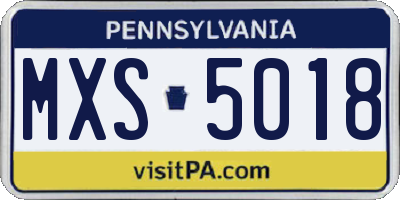 PA license plate MXS5018