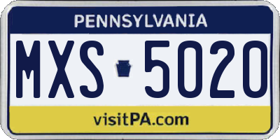 PA license plate MXS5020