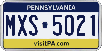 PA license plate MXS5021