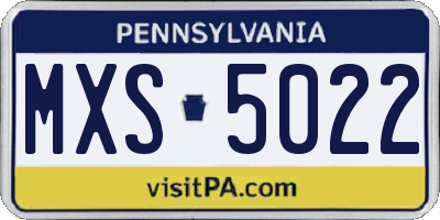 PA license plate MXS5022
