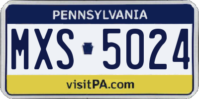 PA license plate MXS5024