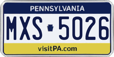 PA license plate MXS5026