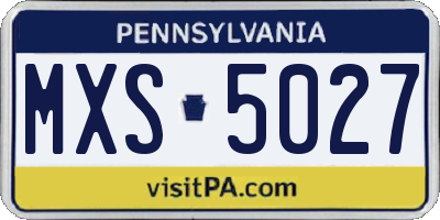 PA license plate MXS5027