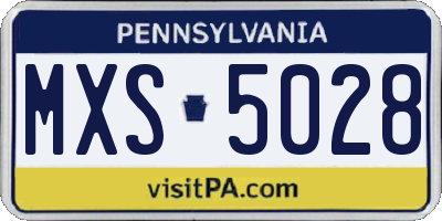PA license plate MXS5028