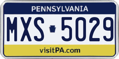 PA license plate MXS5029