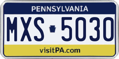 PA license plate MXS5030