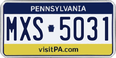 PA license plate MXS5031