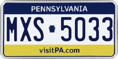 PA license plate MXS5033
