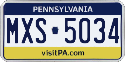 PA license plate MXS5034