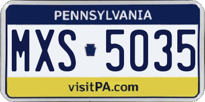 PA license plate MXS5035