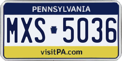 PA license plate MXS5036