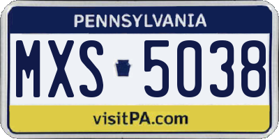 PA license plate MXS5038