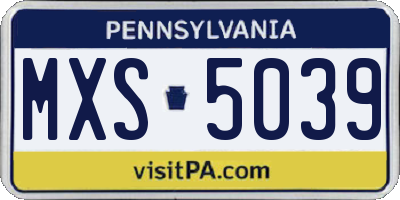 PA license plate MXS5039
