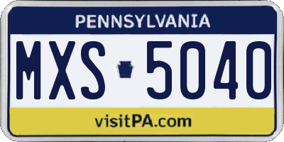 PA license plate MXS5040